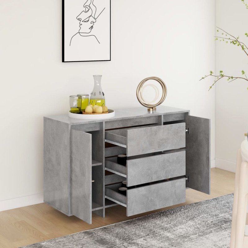 vidaXL Komoda s 3 zásuvkami betónová sivá 120x41x75 cm drevotrieska