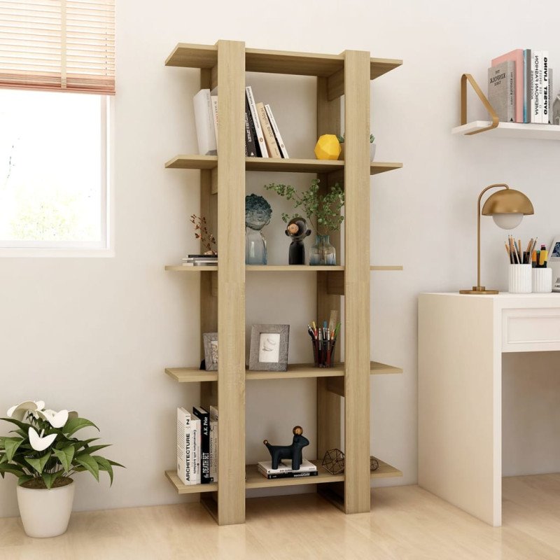 vidaXL Knižnica/deliaca stena dub sonoma 80x30x160 cm drevotrieska
