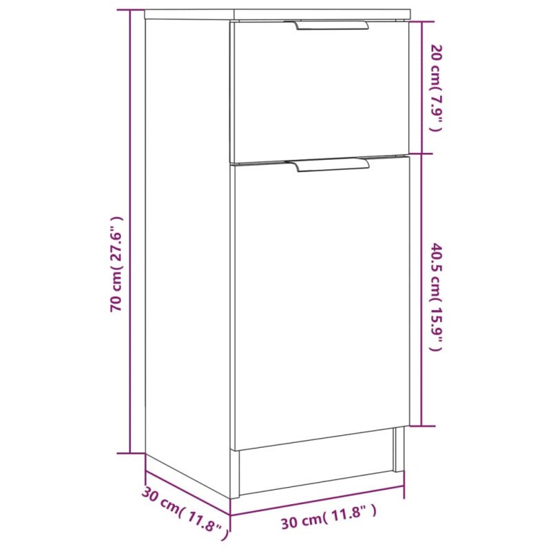 vidaXL Komody 2 ks biele 30x30x70 cm spracované drevo