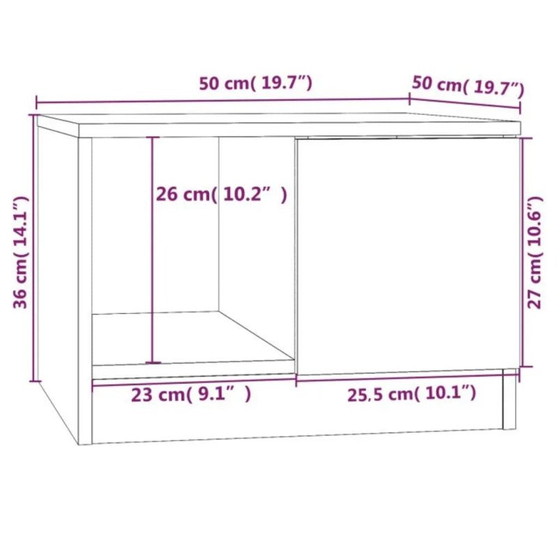 vidaXL Konferenčný stolík dub sonoma 50x50x36 cm spracované drevo