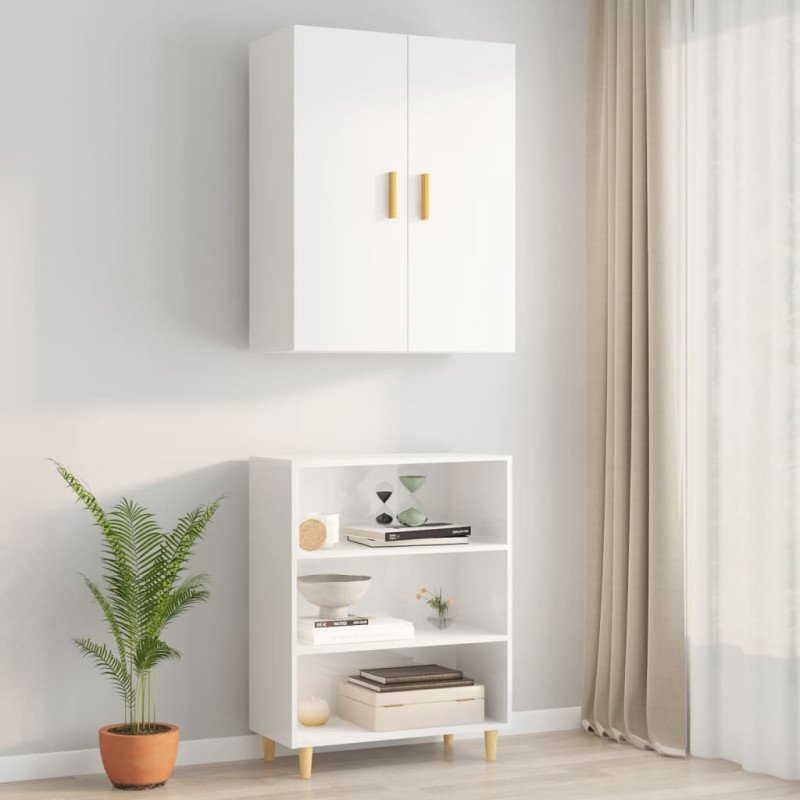vidaXL Závesná nástenná skrinka lesklá biela 69,5x34x90 cm