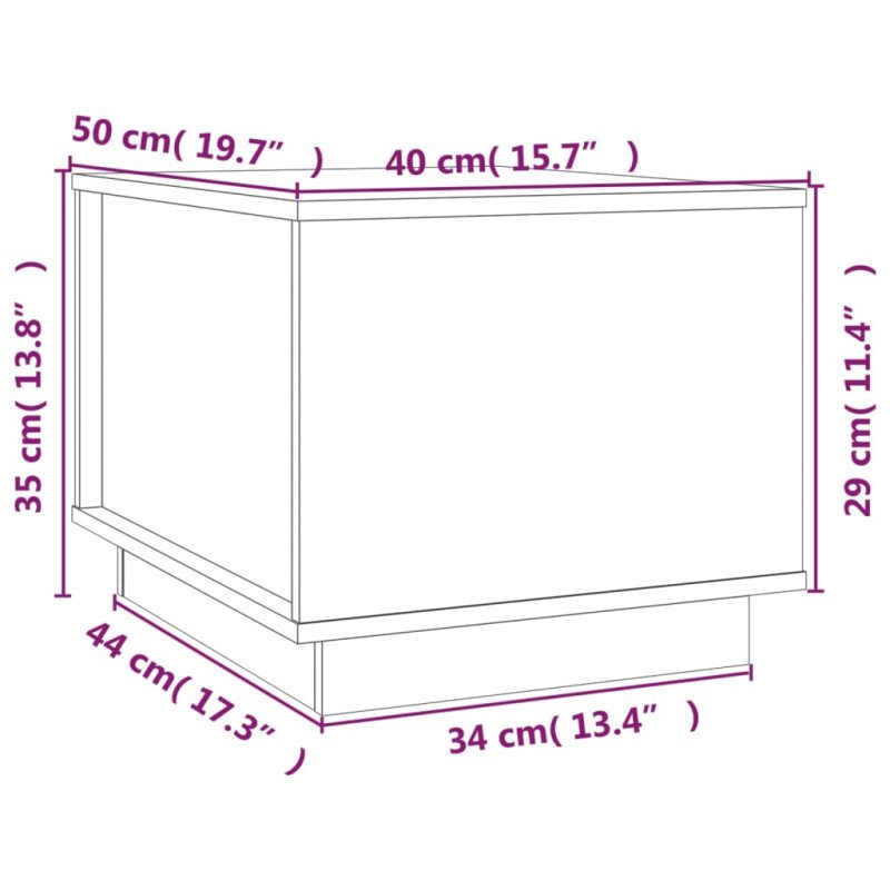 vidaXL Konferenčný stolík čierny 40x50x35 cm borovicový masív