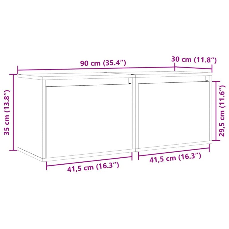 vidaXL Nástenné skrinky 2ks medovo-hnedé 45x30x35 cm masívna borovica