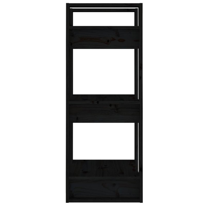 vidaXL Knižnica/deliaca stena čierna 41x35x91 cm masívna borovica