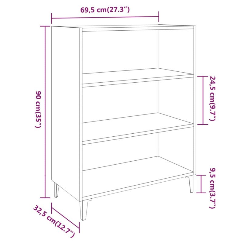 vidaXL Komoda betónovo sivá 69,5x32,5x90 cm spracované drevo