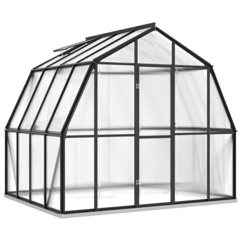 vidaXL Skleník s podkladovým rámom, antracitový 6,43 m², hliník