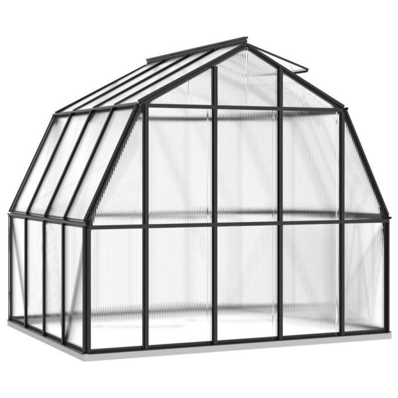 vidaXL Skleník s podkladovým rámom, antracitový 6,43 m², hliník