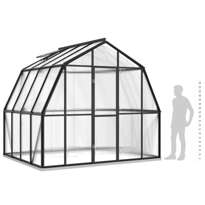 vidaXL Skleník s podkladovým rámom, antracitový 6,43 m², hliník