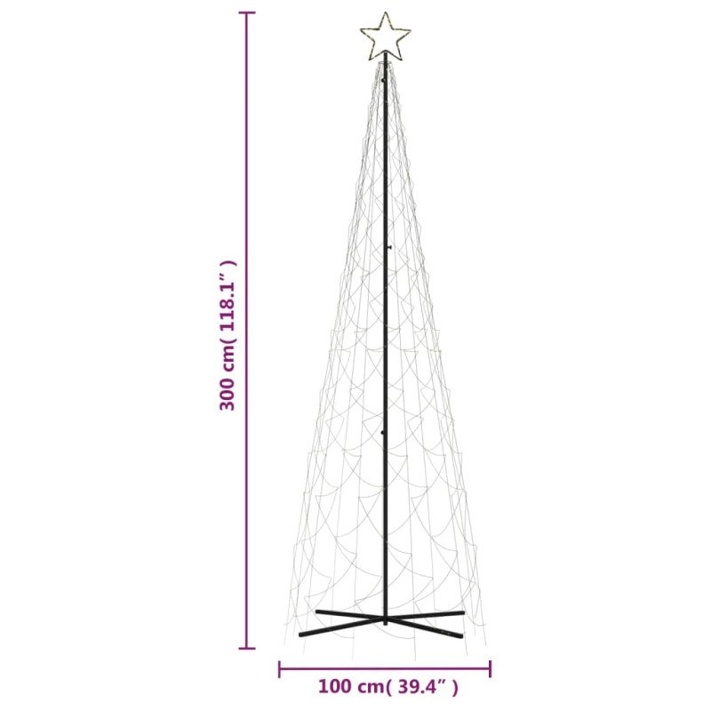 vidaXL Vianočný stromček kužeľ teplý biely 500 LED 100x300 cm