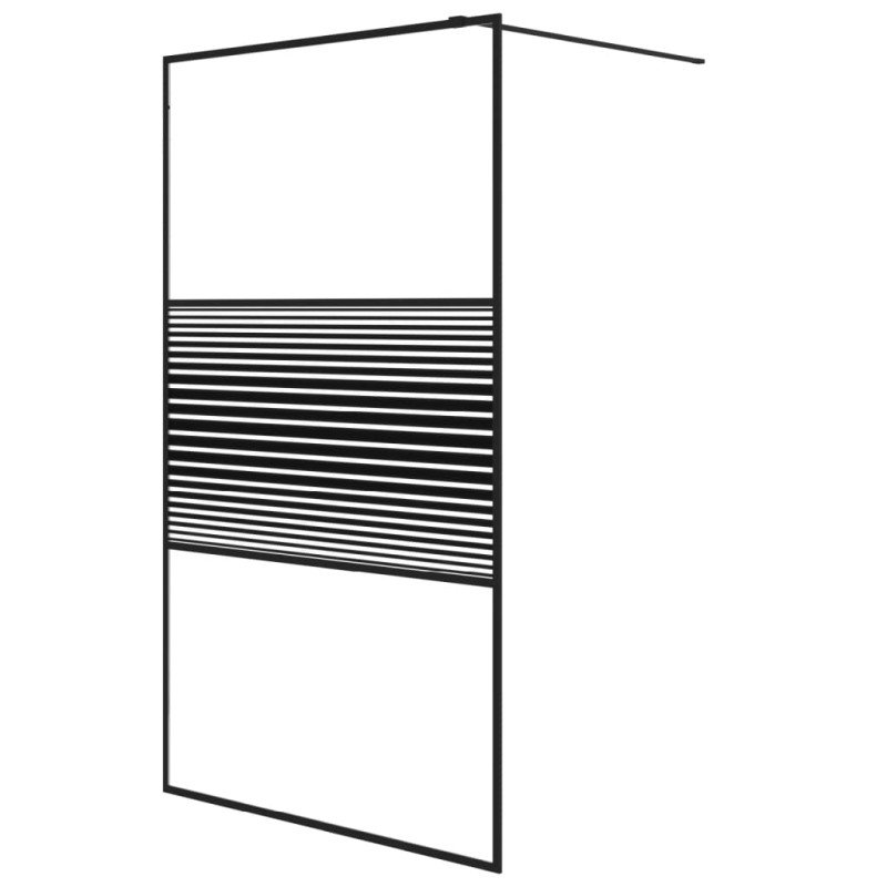 vidaXL Sprchová zástena čierna 115x195 cm priehľadné ESG sklo