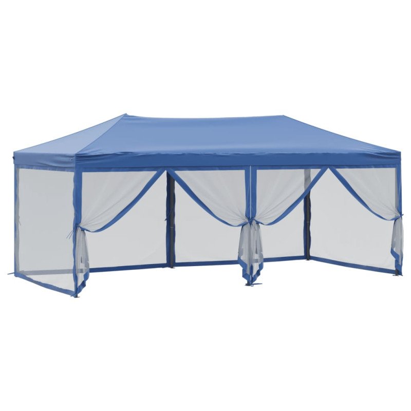 vidaXL Skladací párty stan s bočnými stenami modrý 3x6 m