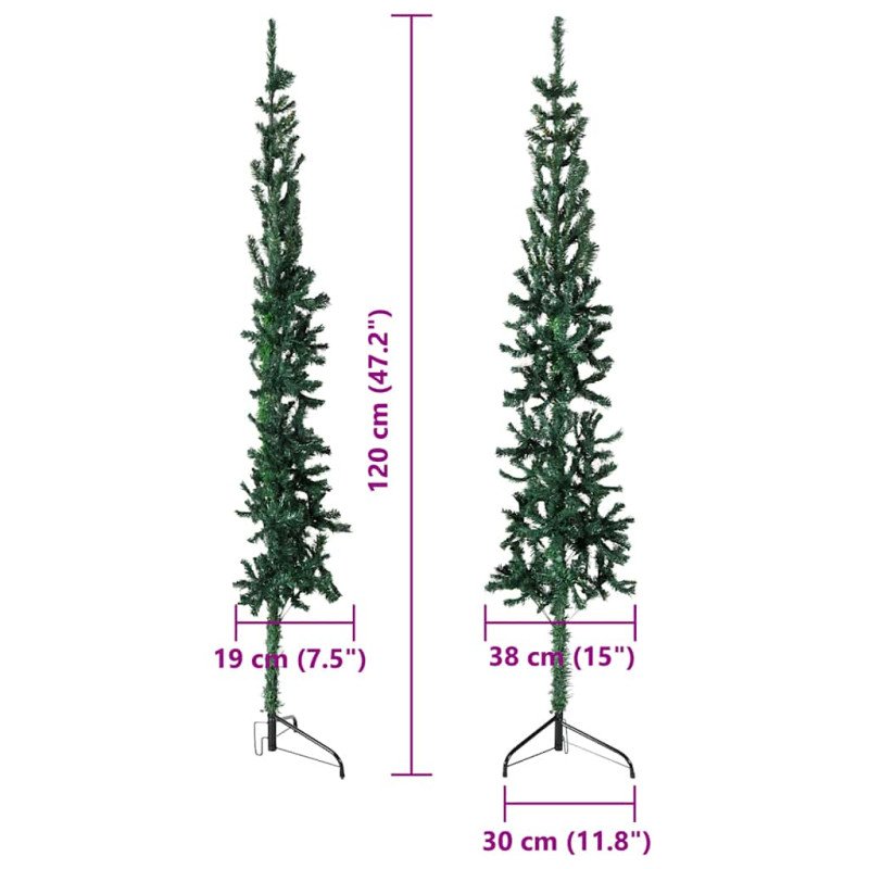 vidaXL Umelý vianočný polovičný stromček s podstavcom zelený 120 cm