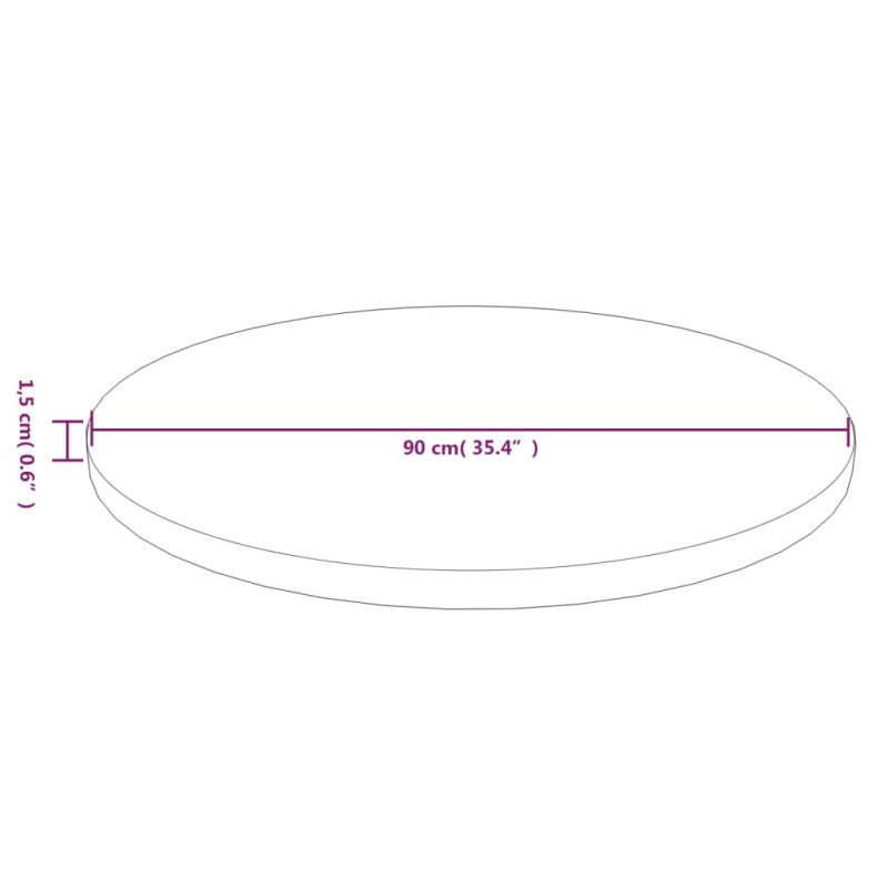vidaXL Okrúhla stolová doska tmavohnedá Ø90x1,5cm ošetrený masívny dub