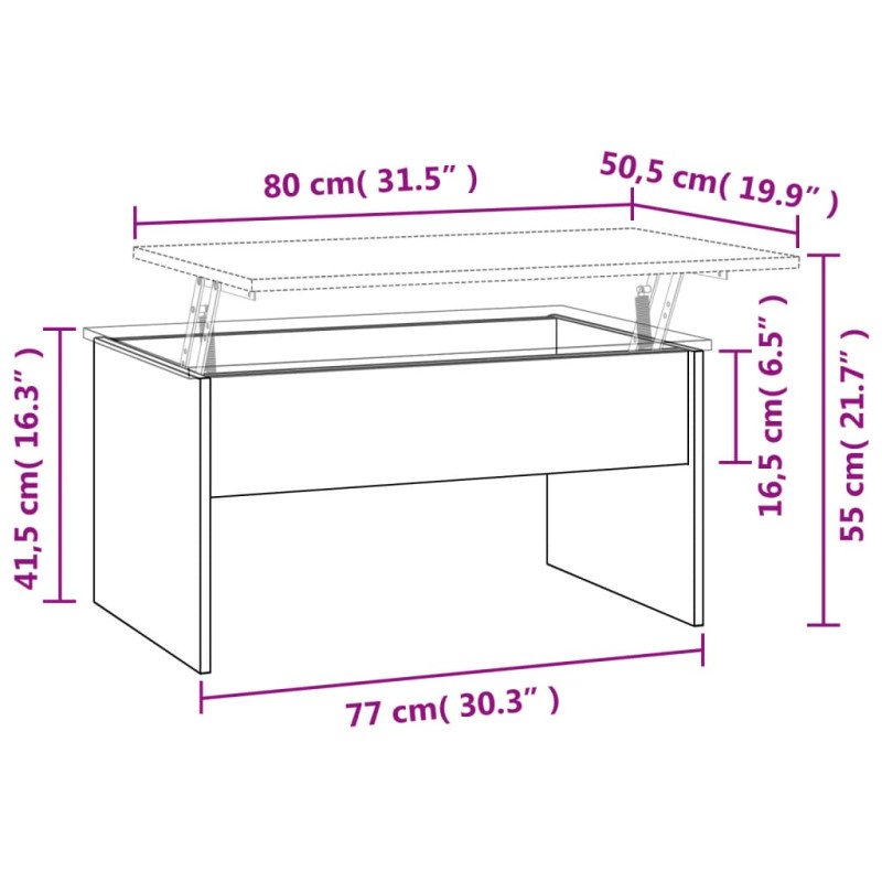 vidaXL Konferenčný stolík sivý sonoma 80x50,5x41,5cm spracované drevo