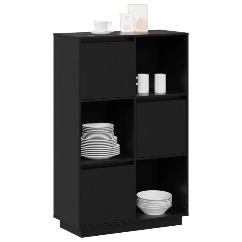 vidaXL Vysoká skrinka čierna 74x35x117 cm masívna borovica