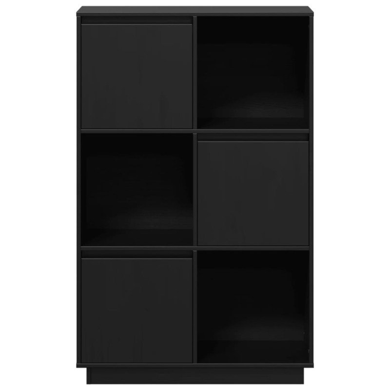 vidaXL Vysoká skrinka čierna 74x35x117 cm masívna borovica