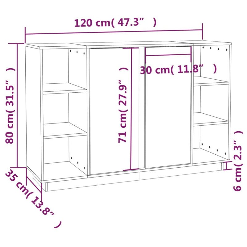 vidaXL Komoda 120x35x80 cm borovicový masív