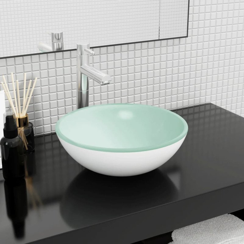 vidaXL Umývadlo z tvrdeného skla 35x12 cm biele