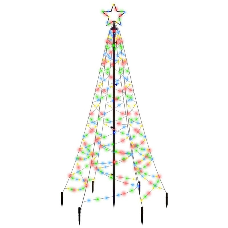 vidaXL Vianočný stromček s hrotom, 200 farebných LED 180 cm