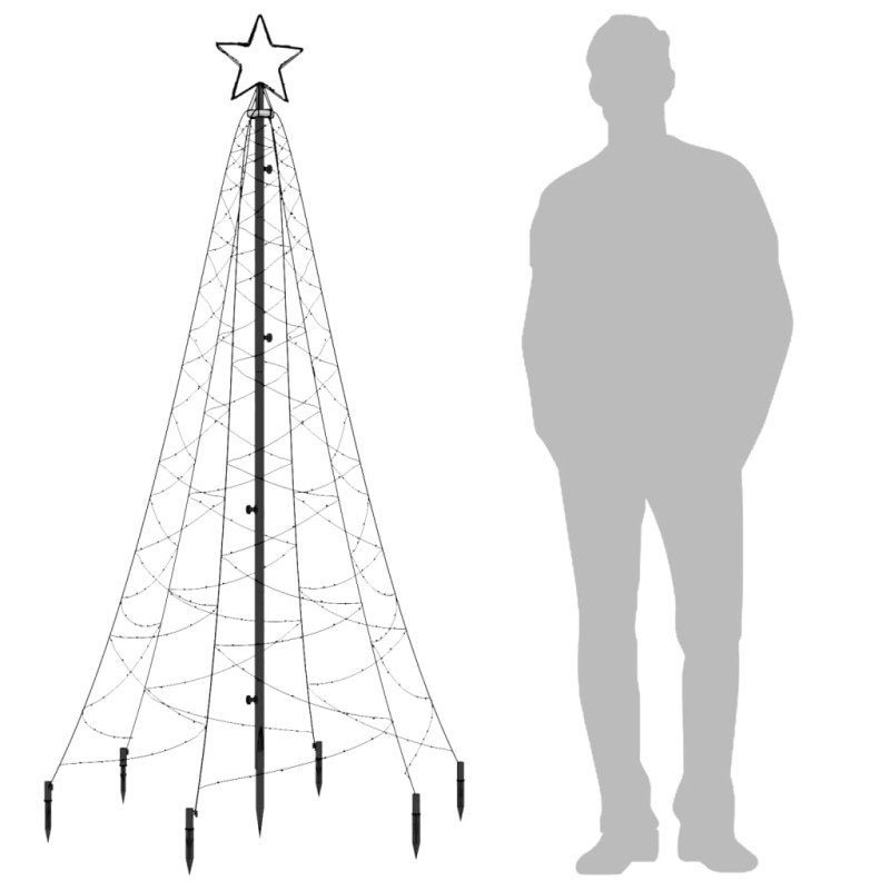vidaXL Vianočný stromček s hrotom, 200 farebných LED 180 cm