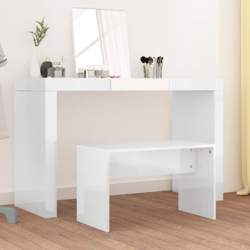 vidaXL Taburetka lesklá biela 70x35x45 cm spracované drevo