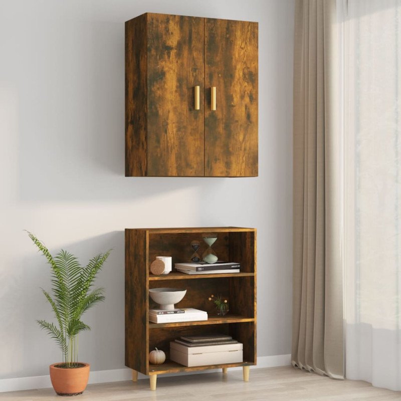 vidaXL Závesná nástenná skrinka dymový dub 69,5x34x90 cm
