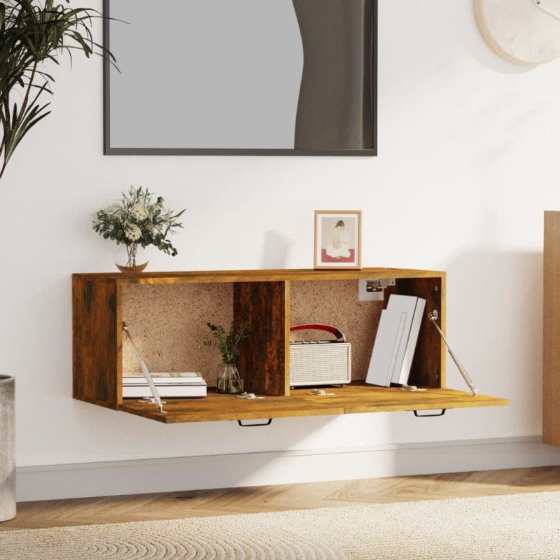 vidaXL Nástenná skrinka dymový dub 100x36,5x35 cm spracované drevo