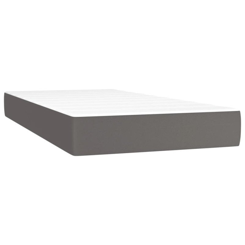 vidaXL Matrac s taštičkovými pružinami sivý 100x200x20 cm umelá koža