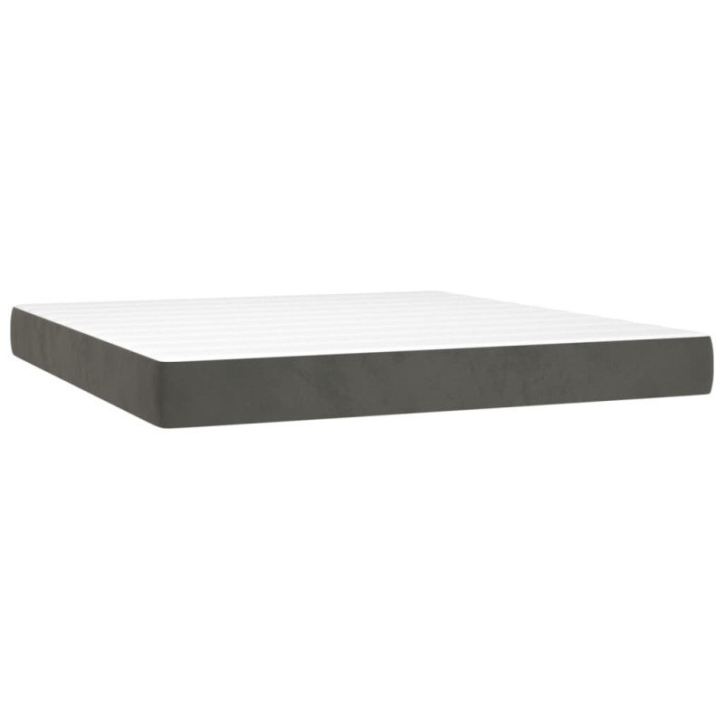 vidaXL Matrac s taštičkovými pružinami tmavosivý 180x200x20 cm zamat