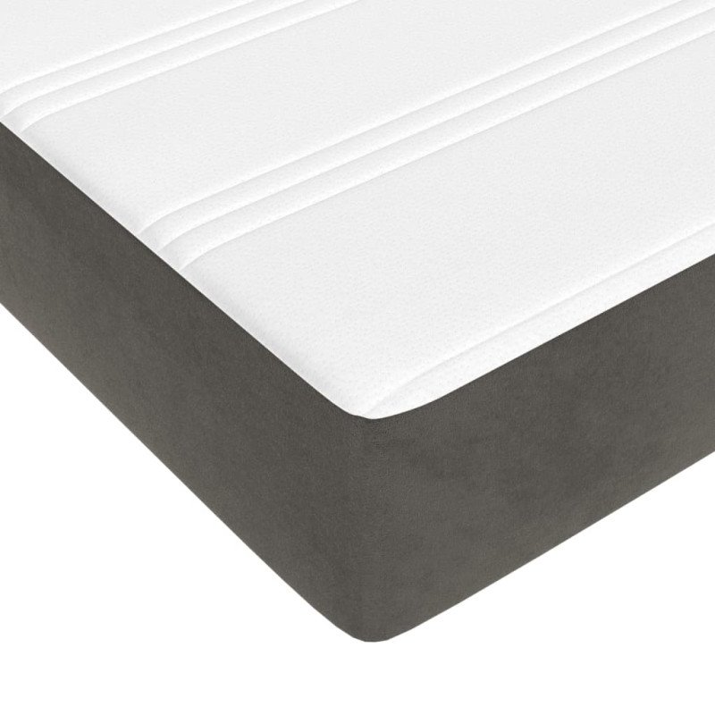 vidaXL Matrac s taštičkovými pružinami tmavosivý 180x200x20 cm zamat