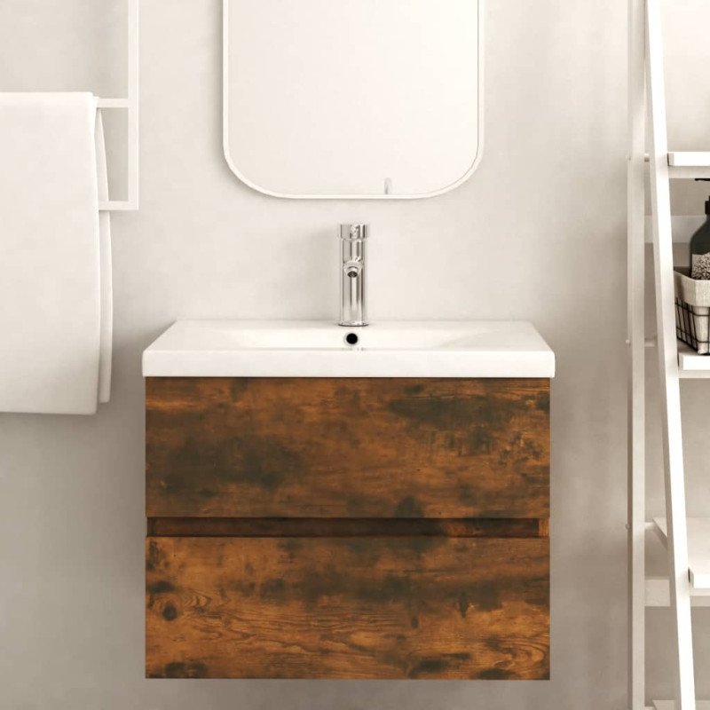 vidaXL Umývadlová skrinka dymový dub 60x38,5x45 cm spracované drevo