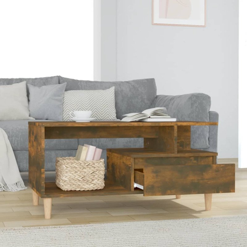 vidaXL Konferenčný stolík dymový dub 90x49x45 cm spracované drevo