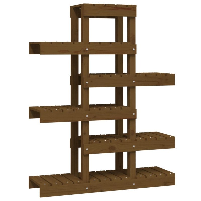 vidaXL Stojan na rastliny medovohnedý 85x25x109,5 cm masívna borovica