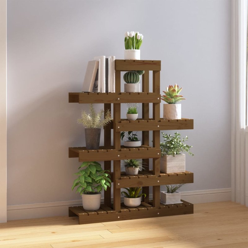 vidaXL Stojan na rastliny medovohnedý 85x25x109,5 cm masívna borovica