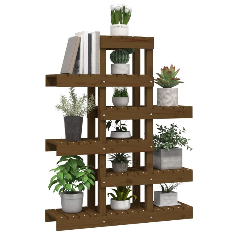 vidaXL Stojan na rastliny medovohnedý 85x25x109,5 cm masívna borovica