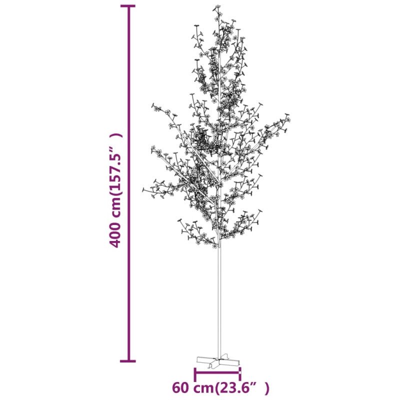 vidaXL Kvitnúca čerešňa LED strom teplá biela 672 LED 400 cm