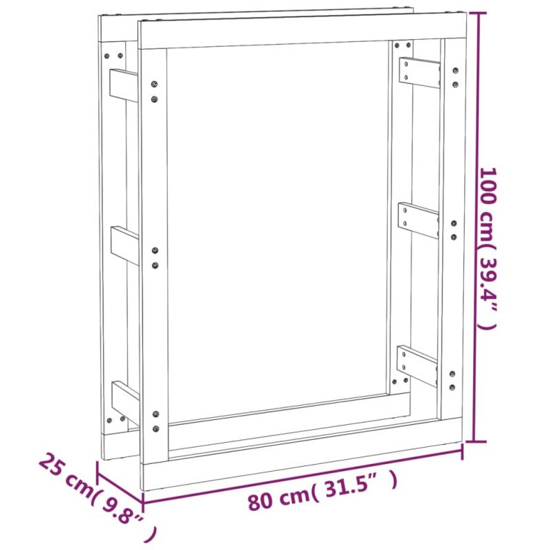 vidaXL Stojan na palivové drevo sivý 80x25x100 cm masívna borovica