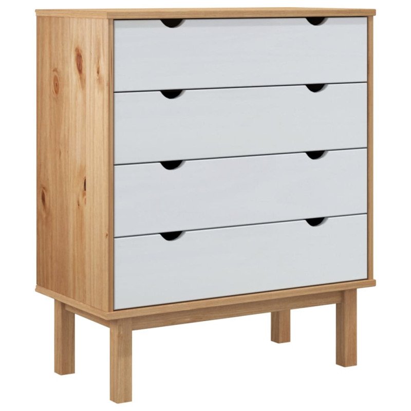 vidaXL Skrinka so zásuvkami OTTA, hnedo biela 76,5x39,5x90cm, borovica