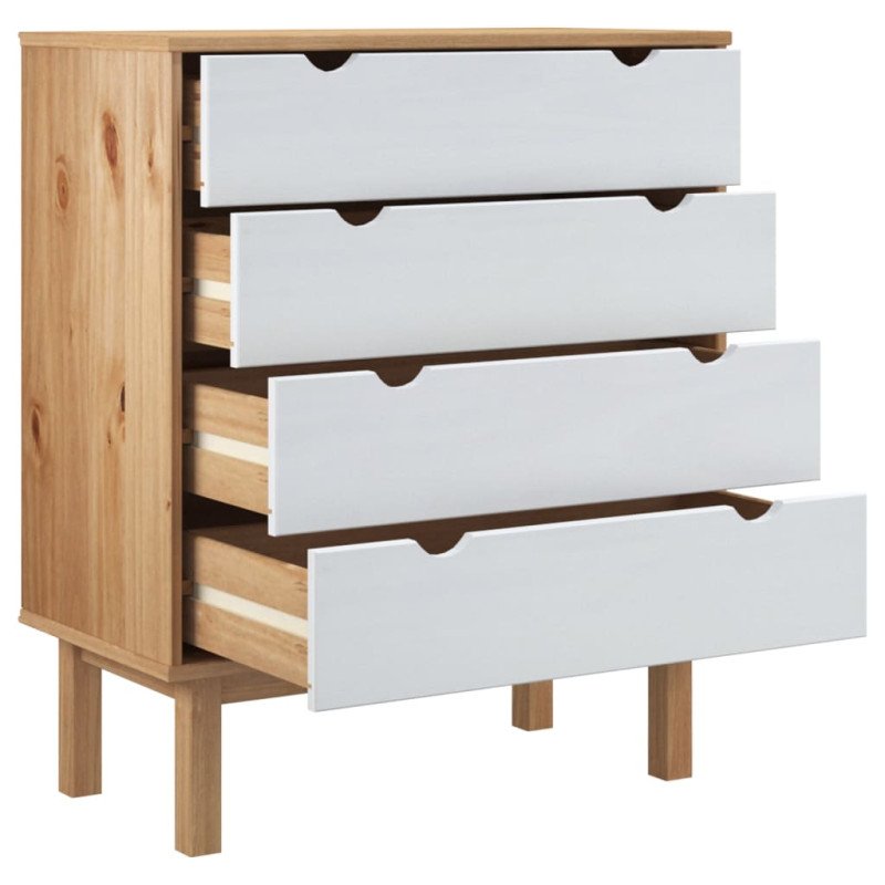vidaXL Skrinka so zásuvkami OTTA, hnedo biela 76,5x39,5x90cm, borovica