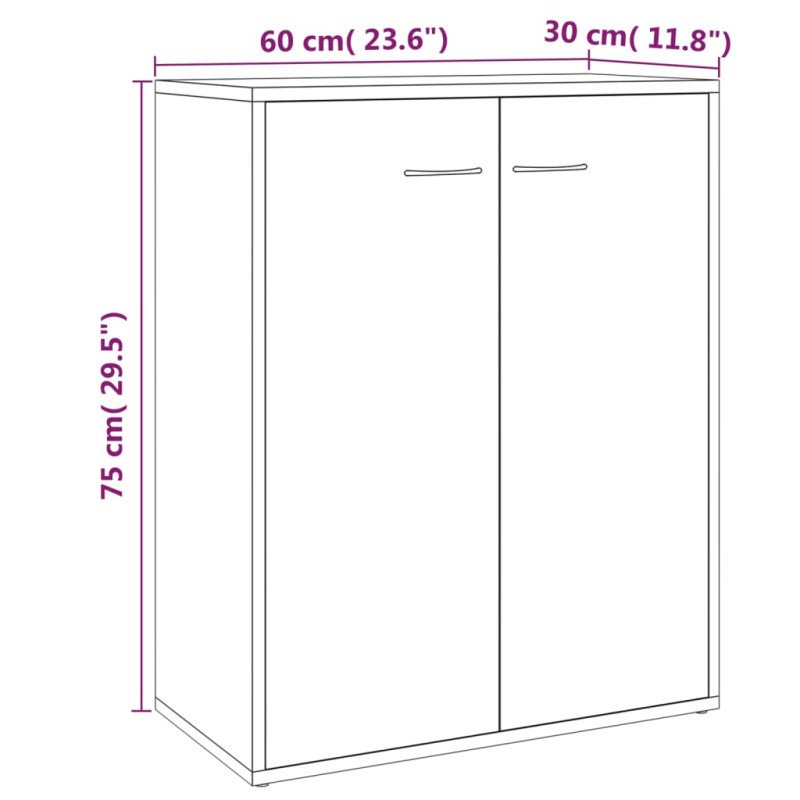 vidaXL Komoda dymový dub 60x30x75 cm spracované drevo