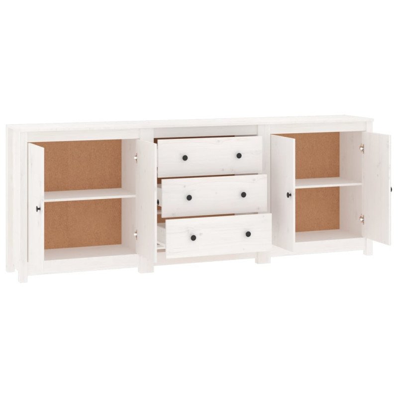 vidaXL Komoda biela 210x35x80 cm borovicový masív