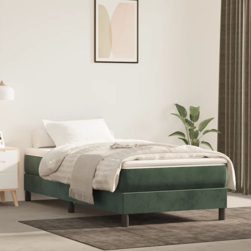 vidaXL Matrac s taštičkovými pružinami tmavozelený 90x200x20 cm zamat