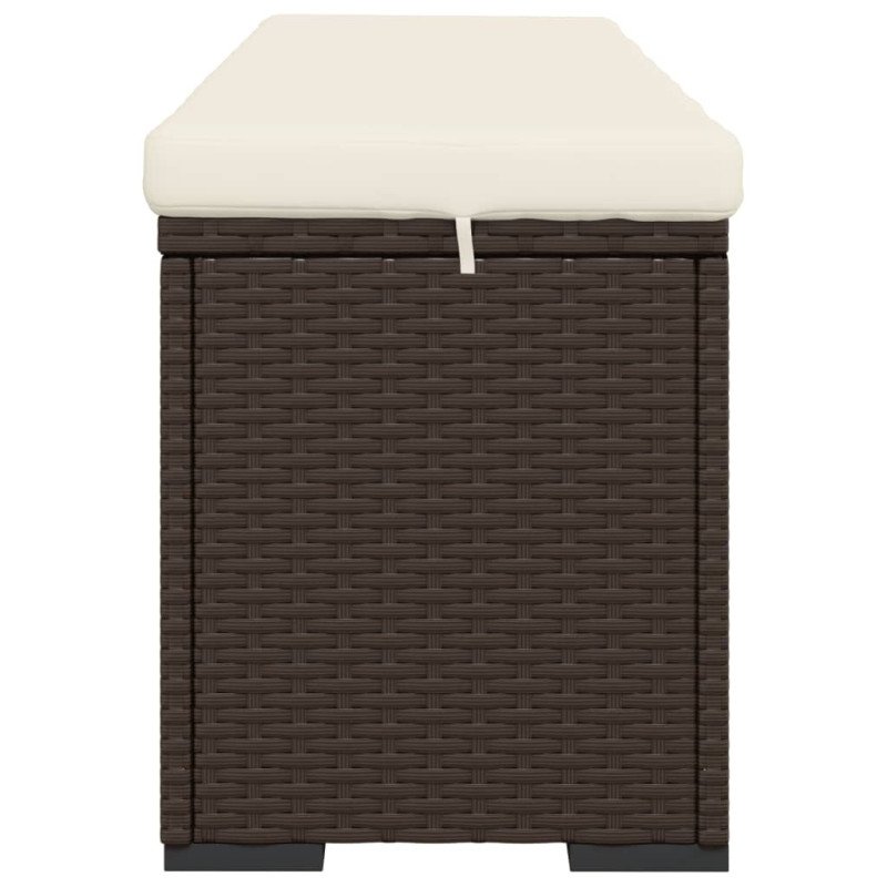 vidaXL Lavička s vankúšom hnedá 110x30x40 cm polyratan