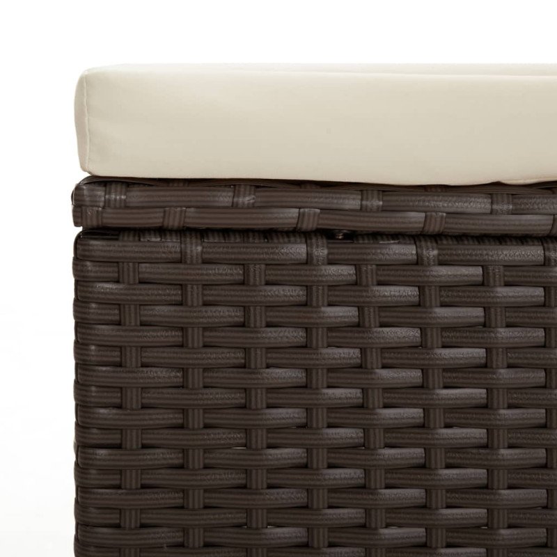 vidaXL Lavička s vankúšom hnedá 110x30x40 cm polyratan