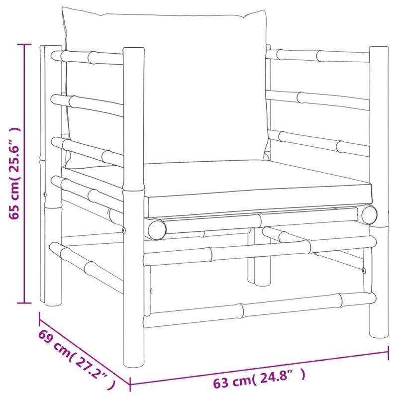 vidaXL Záhradná pohovka so sivohnedými vankúšmi bambus