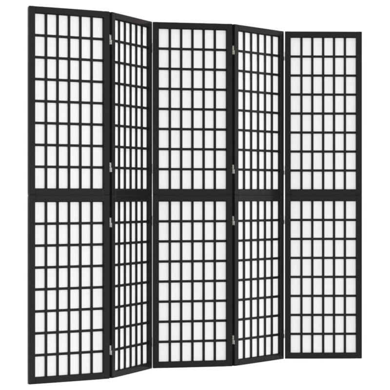 vidaXL Skladací paraván s 5 panelmi japonský štýl 200x170 cm čierny