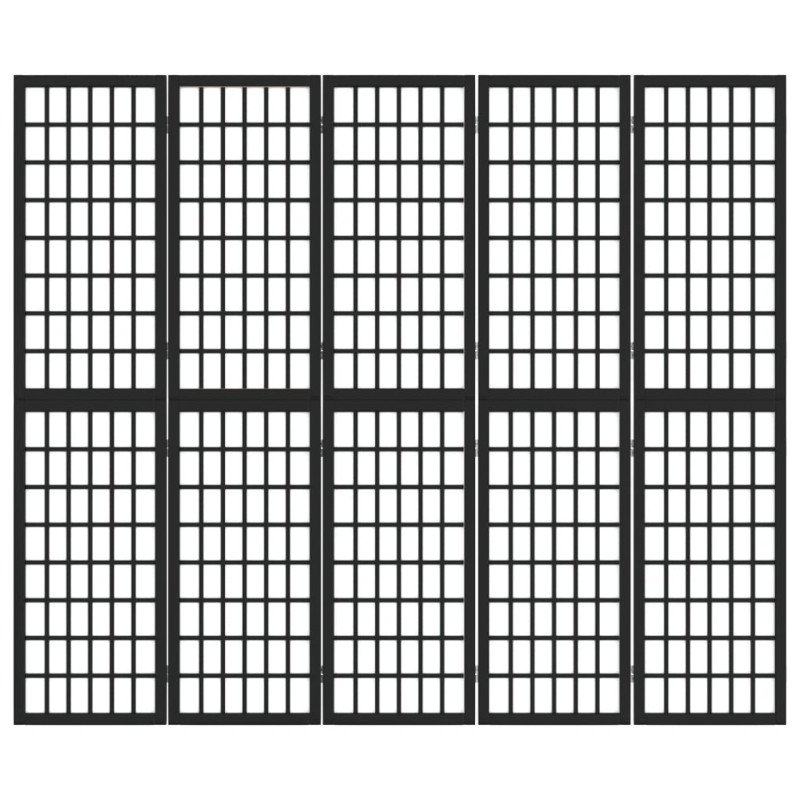 vidaXL Skladací paraván s 5 panelmi japonský štýl 200x170 cm čierny