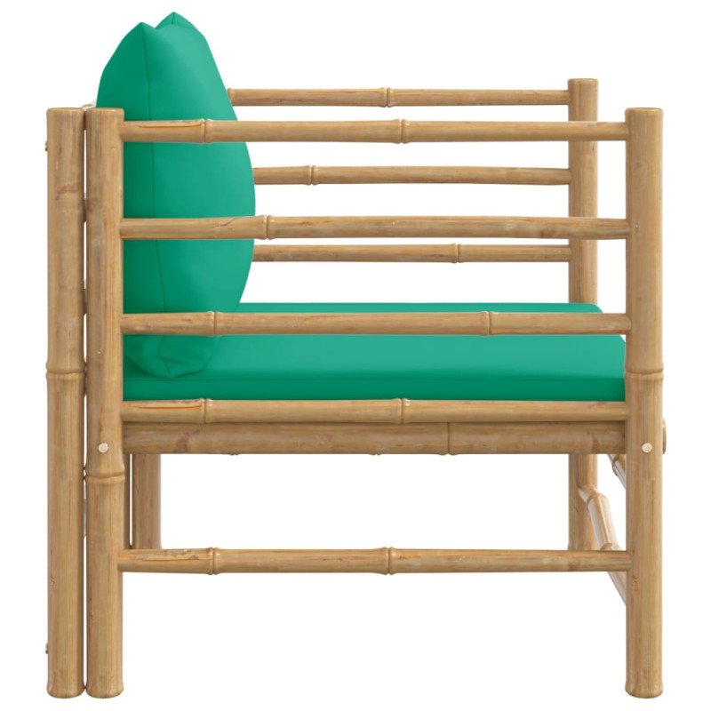 vidaXL Záhradná pohovka so zelenými vankúšmi bambus
