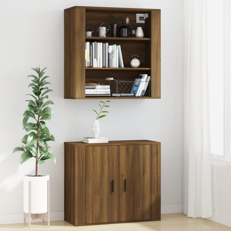 vidaXL Nástenná skrinka hnedý dub 80x33x80 cm spracované drevo