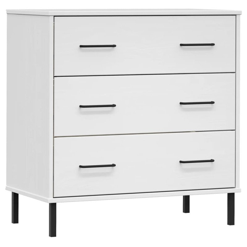 vidaXL Komoda s 3 zásuvkami biela 77x40x79,5 cm masívne drevo OSLO
